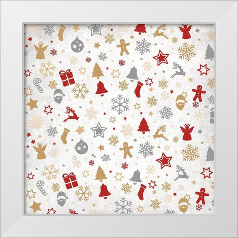 Christmas Jingle Pattern White Modern Wood Framed Art Print by Kimberly, Allen
