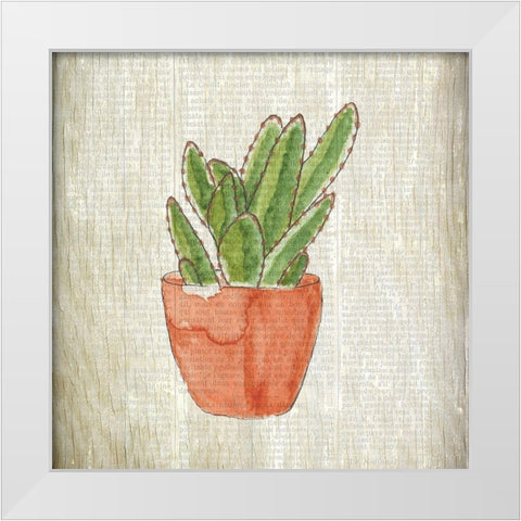 Spring Cactus 1 White Modern Wood Framed Art Print by Kimberly, Allen