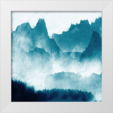 Mountain Mist Teal 1 White Modern Wood Framed Art Print by Allen, Kimberly