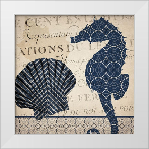 Under the Sea Navy 1 White Modern Wood Framed Art Print by Kimberly, Allen