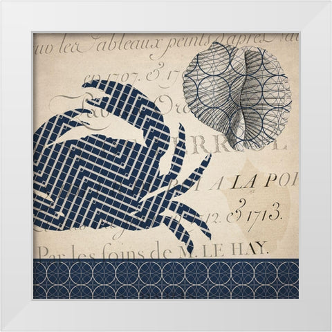 Under the Sea Navy 2 White Modern Wood Framed Art Print by Kimberly, Allen