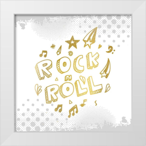 Lets Play Gold 5 White Modern Wood Framed Art Print by Kimberly, Allen