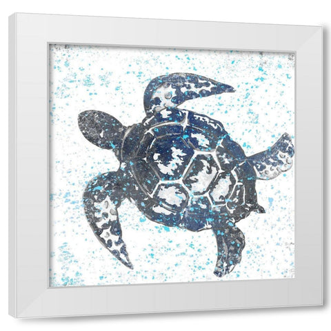 Splatter Turtle White Modern Wood Framed Art Print by Allen, Kimberly