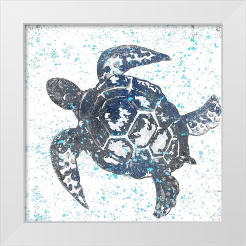 Splatter Turtle White Modern Wood Framed Art Print by Allen, Kimberly