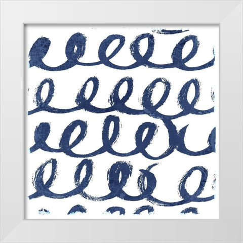 Indigo Scribbles 1 White Modern Wood Framed Art Print by Allen, Kimberly