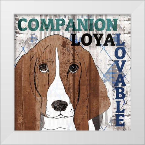 Companion 1 White Modern Wood Framed Art Print by Kimberly, Allen