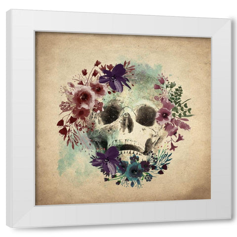 Floral Skull 1 v2 White Modern Wood Framed Art Print by Kimberly, Allen