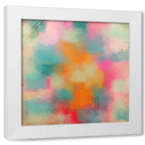 Orange Burst White Modern Wood Framed Art Print by Kimberly, Allen