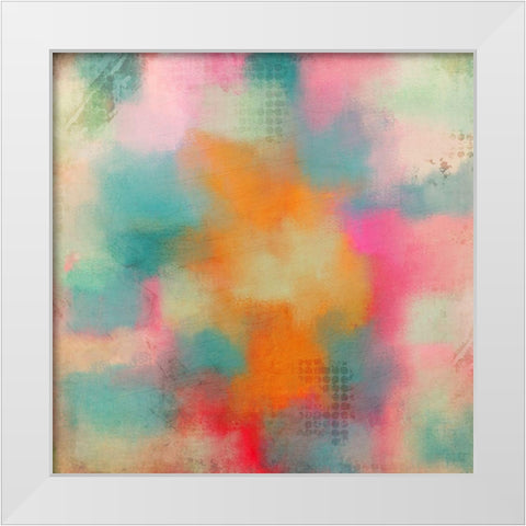 Orange Burst White Modern Wood Framed Art Print by Kimberly, Allen