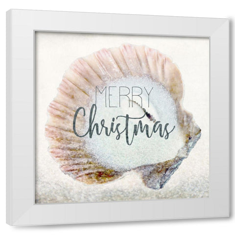Merry Christmas Shell White Modern Wood Framed Art Print by Kimberly, Allen