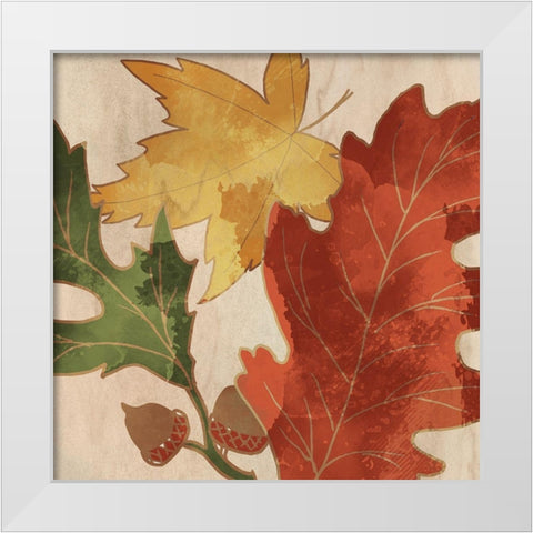 Fall Leaves Square 2 White Modern Wood Framed Art Print by Kimberly, Allen