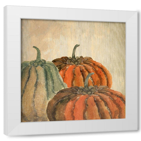 Fall Pumpkins White Modern Wood Framed Art Print by Kimberly, Allen