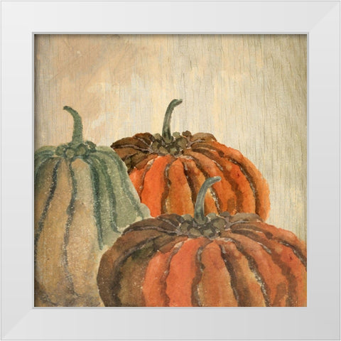 Fall Pumpkins White Modern Wood Framed Art Print by Kimberly, Allen