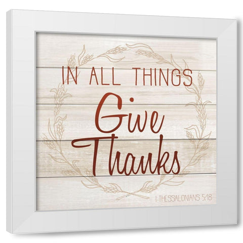 Give Thanks White Modern Wood Framed Art Print by Kimberly, Allen