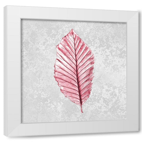 Pink Leaf 1 White Modern Wood Framed Art Print by Kimberly, Allen