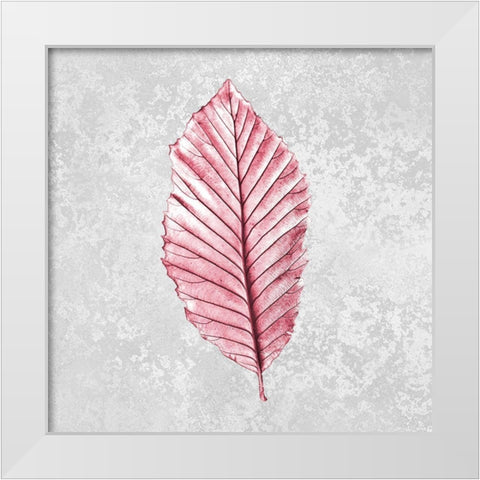 Pink Leaf 1 White Modern Wood Framed Art Print by Kimberly, Allen