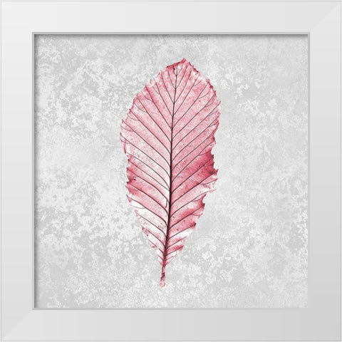 Pink Leaf 2 White Modern Wood Framed Art Print by Kimberly, Allen