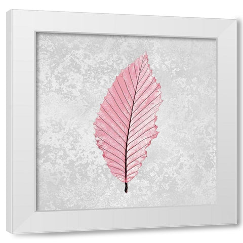 Pink Leaf 3 White Modern Wood Framed Art Print by Kimberly, Allen