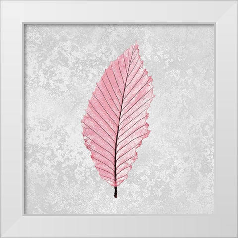 Pink Leaf 3 White Modern Wood Framed Art Print by Kimberly, Allen