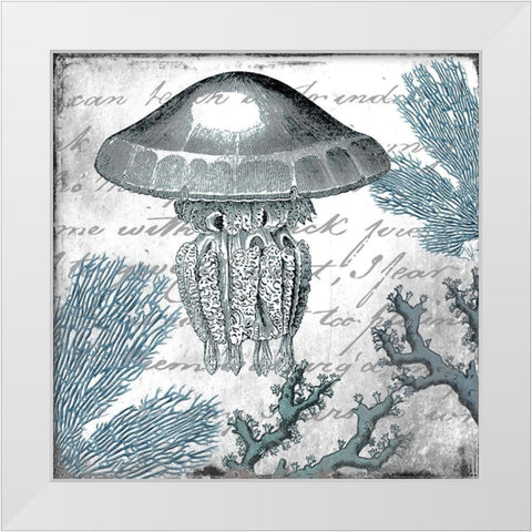 Under the Sea 3 White Modern Wood Framed Art Print by Kimberly, Allen