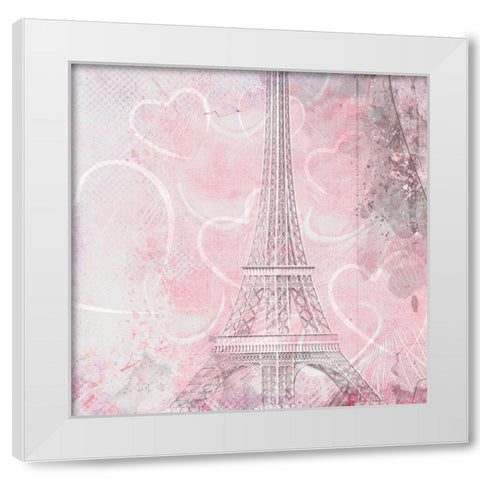 Pink Day in Paris White Modern Wood Framed Art Print by Kimberly, Allen