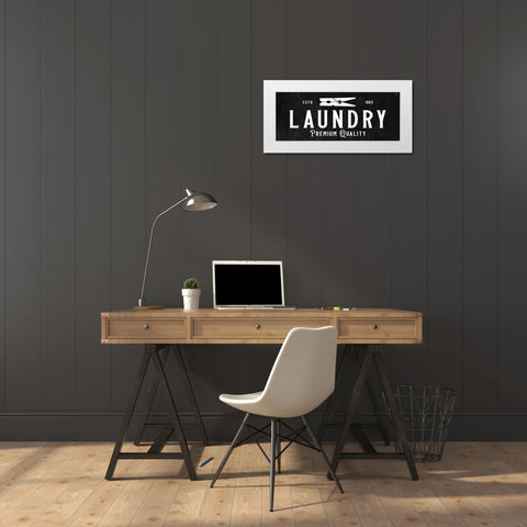 Laundry Sign White Modern Wood Framed Art Print by Koetsier, Albert