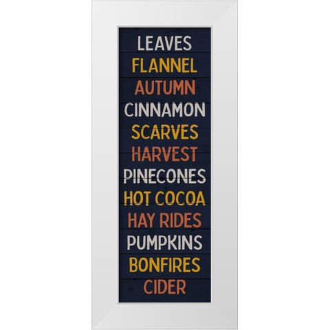 Autumn Words Blue White Modern Wood Framed Art Print by Louise, Gigi