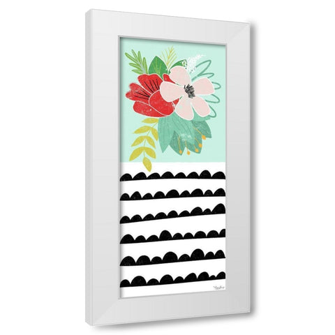 Teal Floral White Modern Wood Framed Art Print by Louise, Gigi