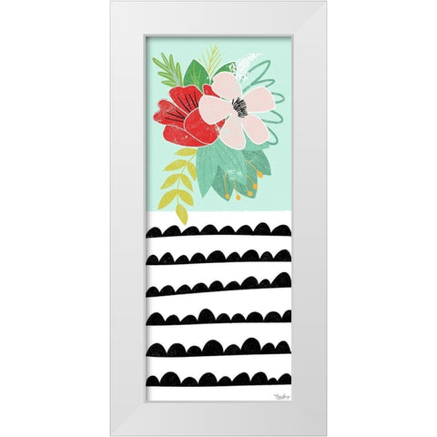 Teal Floral White Modern Wood Framed Art Print by Louise, Gigi