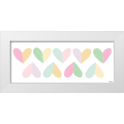 Pastel Hearts White Modern Wood Framed Art Print by Louise, Gigi