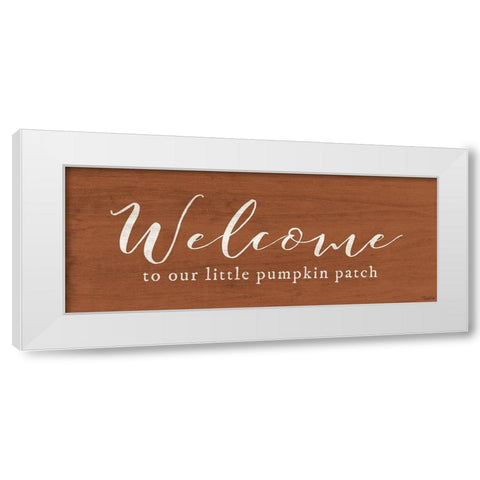Welcome Pumpkin Patch White Modern Wood Framed Art Print by Louise, Gigi
