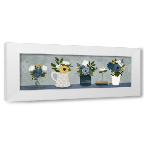 Blue Flower Group White Modern Wood Framed Art Print by Louise, Gigi