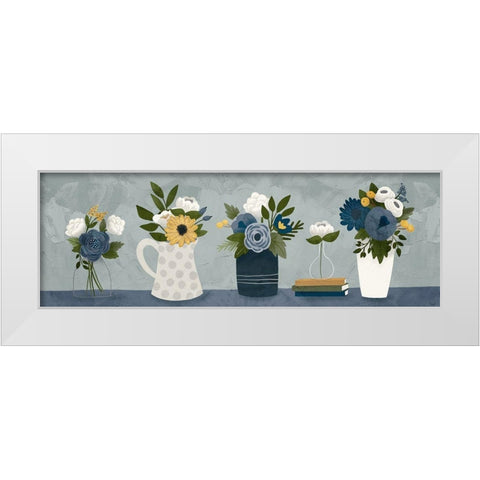 Blue Flower Group White Modern Wood Framed Art Print by Louise, Gigi