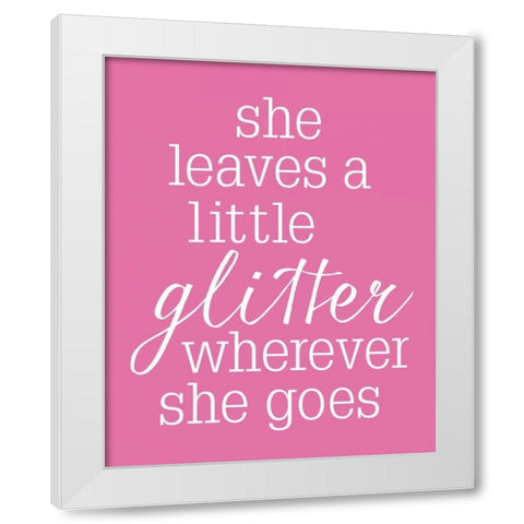She Glitter PINK White Modern Wood Framed Art Print by Louise, Gigi