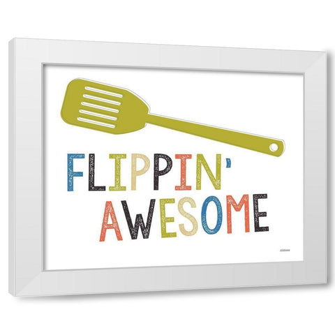 Flippin Awesome White Modern Wood Framed Art Print by Louise, Gigi