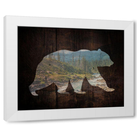 Lodge Wanderer Bear White Modern Wood Framed Art Print by Louise, Gigi