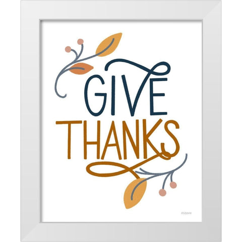 Give Thanks White Modern Wood Framed Art Print by Louise, Gigi