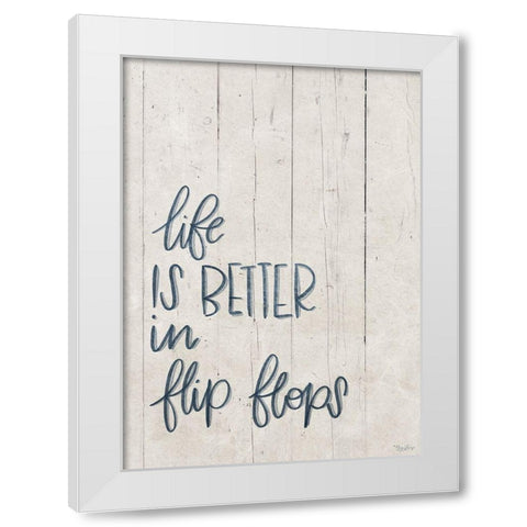 Flip Flops White Modern Wood Framed Art Print by Louise, Gigi