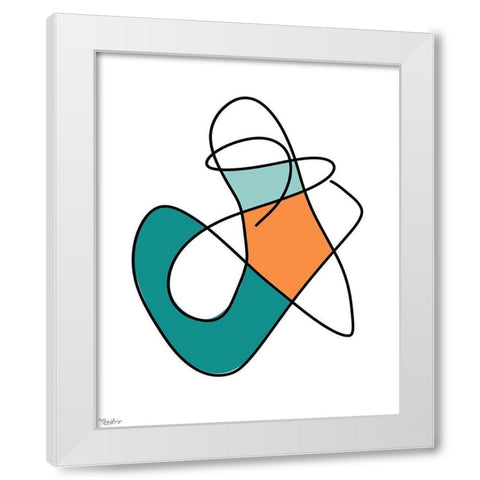 Abstract Teal Orange 1 White Modern Wood Framed Art Print by Louise, Gigi