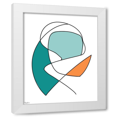 Abstract Teal Orange 2 White Modern Wood Framed Art Print by Louise, Gigi