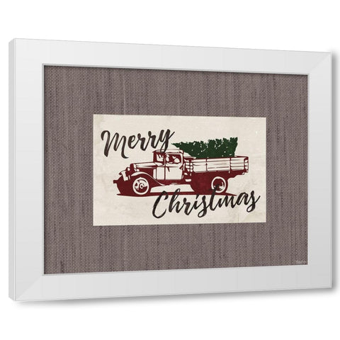 Christmas Truck White Modern Wood Framed Art Print by Louise, Gigi