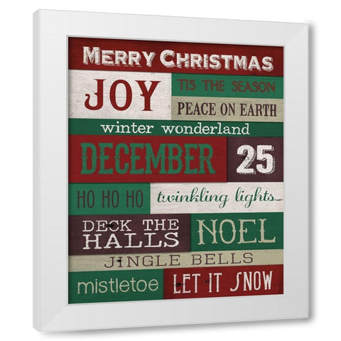 Christmas Text 2 White Modern Wood Framed Art Print by Louise, Gigi