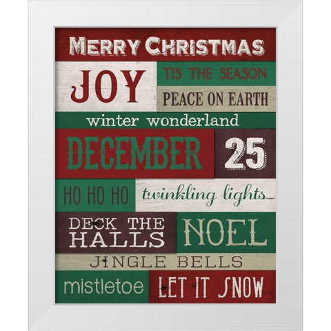 Christmas Text 2 White Modern Wood Framed Art Print by Louise, Gigi
