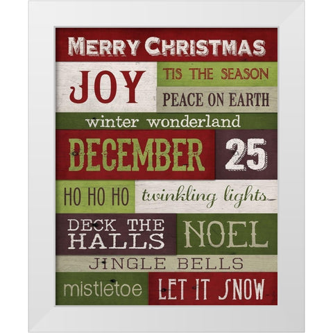 Christmas Text White Modern Wood Framed Art Print by Louise, Gigi