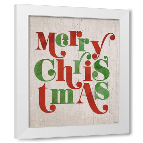 Merry Christmas White Modern Wood Framed Art Print by Louise, Gigi