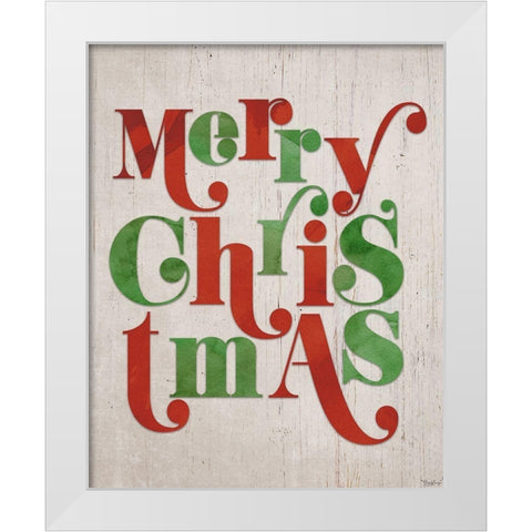 Merry Christmas White Modern Wood Framed Art Print by Louise, Gigi