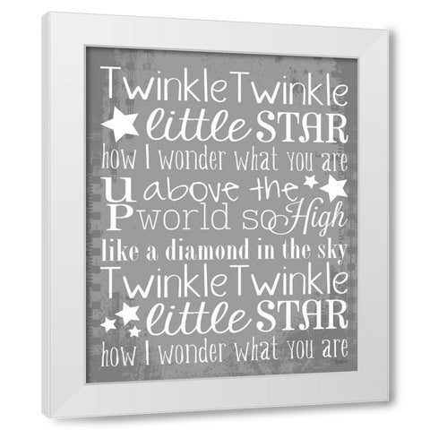 Twinkle White Stars White Modern Wood Framed Art Print by Louise, Gigi