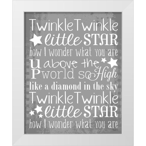 Twinkle White Stars White Modern Wood Framed Art Print by Louise, Gigi