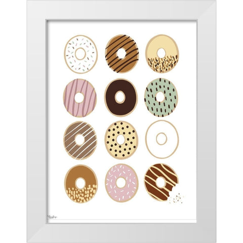 Donuts White Modern Wood Framed Art Print by Louise, Gigi