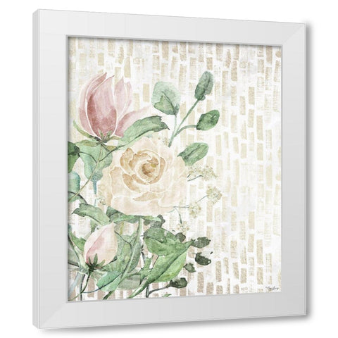 Neutral Flowers White Modern Wood Framed Art Print by Louise, Gigi